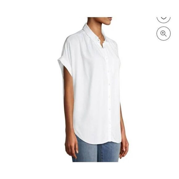 TIME & TRU WHITE BUTTON DOWN ROLL SLEEVE BLOUSE SZ.L EUC. - Picture 2 of 10